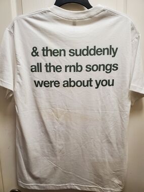 White Tee with Dark Green Text - NWOT / Large